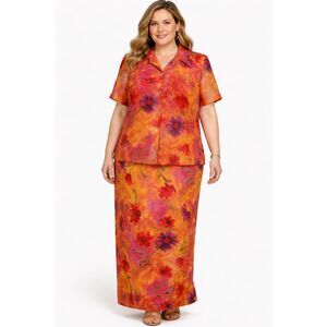 Maxi Dress Size 24W Lady Dorby Semi-Sheer Cover Top